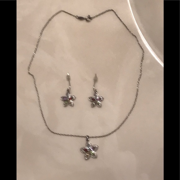 Necklace and Earring set! Multi color gem star! - Picture 2 of 3